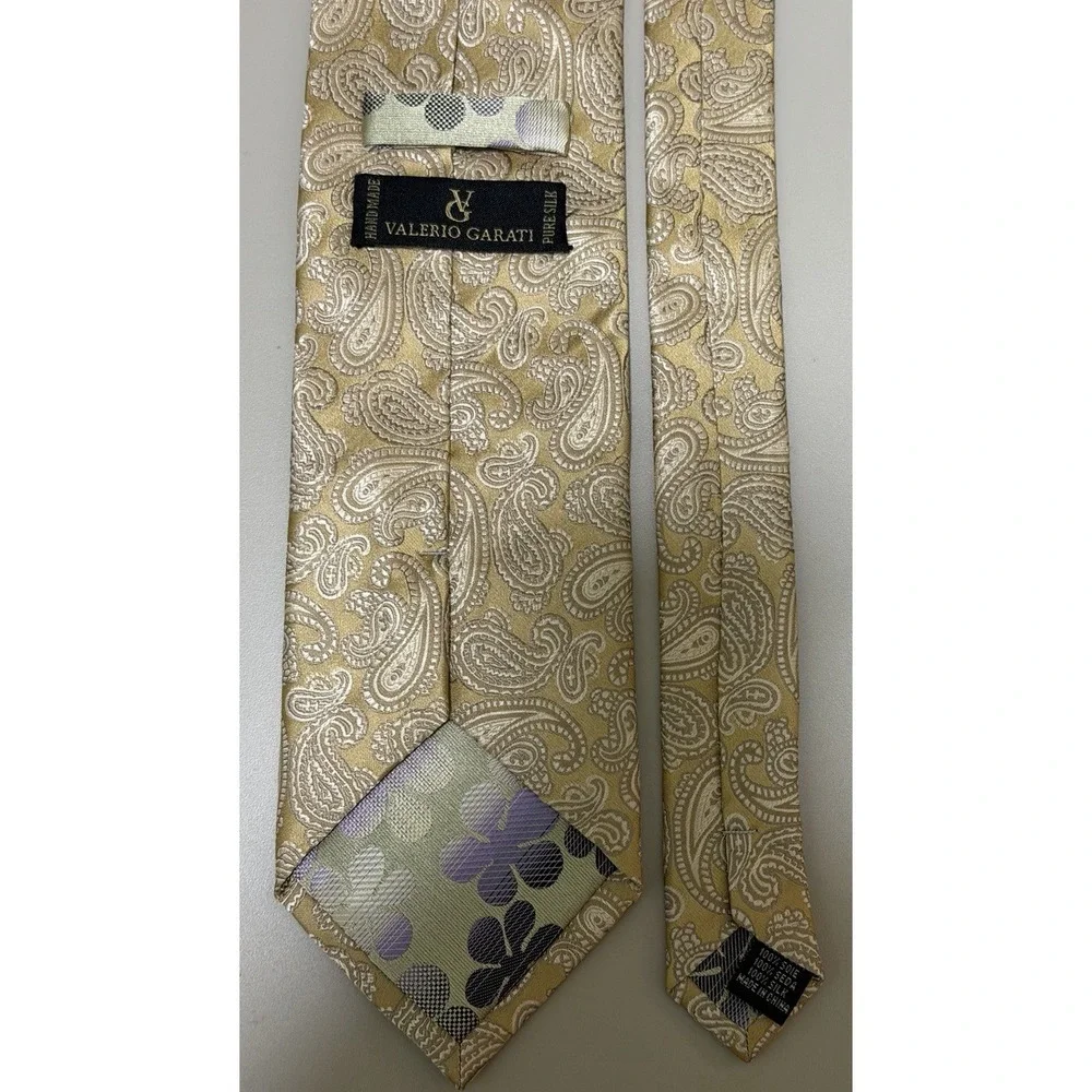 Valerio Garati Gold Hand Made 100% Silk Men's Neck Tie Made In China